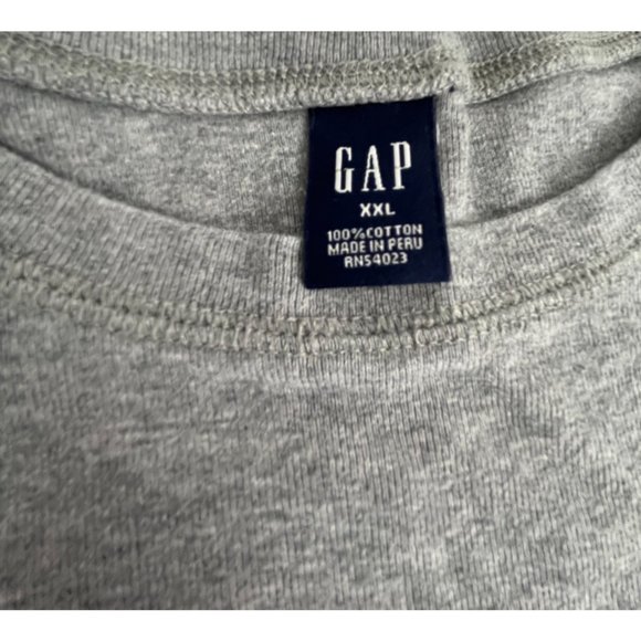 Gap Men's Long-Sleeve Top T-Shirt Gray Crew-Neck Sz. XXL - Picture 3 of 4
